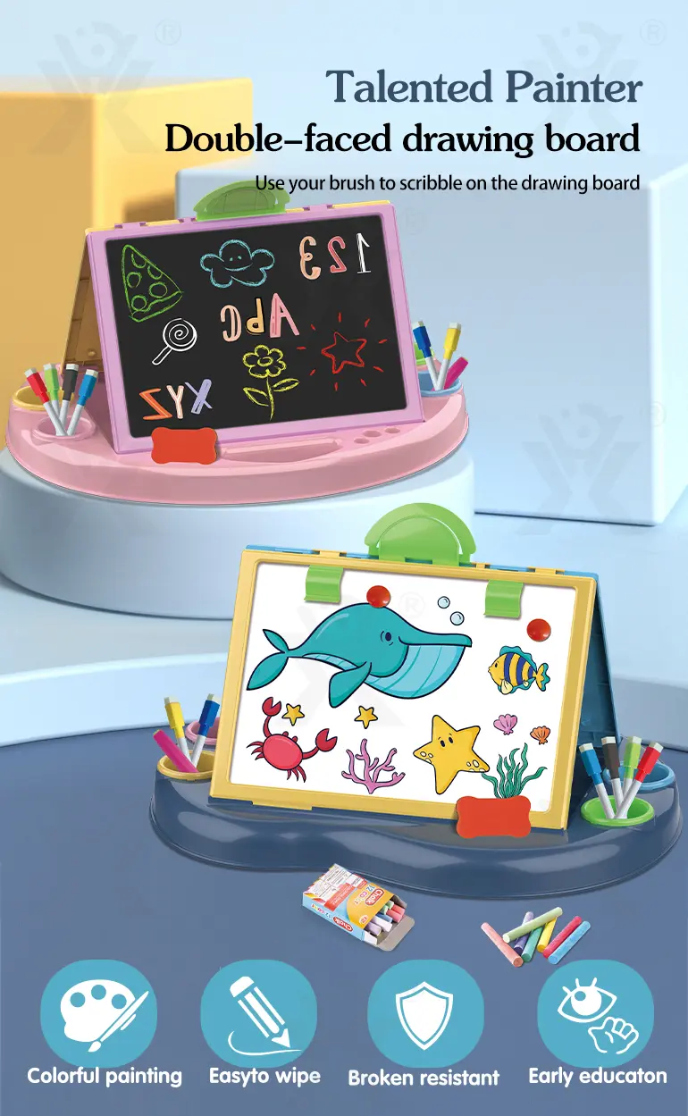 Bulk Kids Dual-Sided Painting Table with Chalkboard & Whiteboard (TG2303984) — product detail panel 1