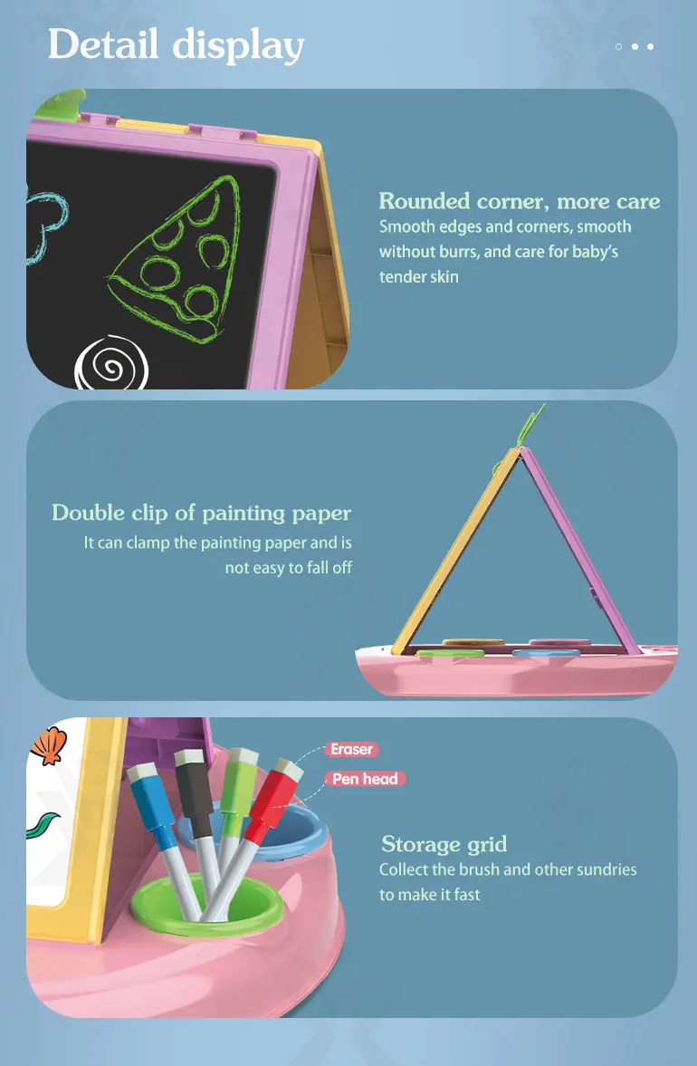 Bulk Kids Dual-Sided Painting Table with Chalkboard & Whiteboard (TG2303984) — product detail panel 4