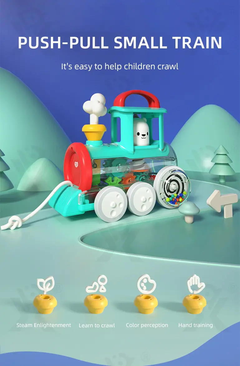 Push-Pull Small Train Toy With Smoke, Gears & Rotating Bead (TG4002047) — product detail panel 1