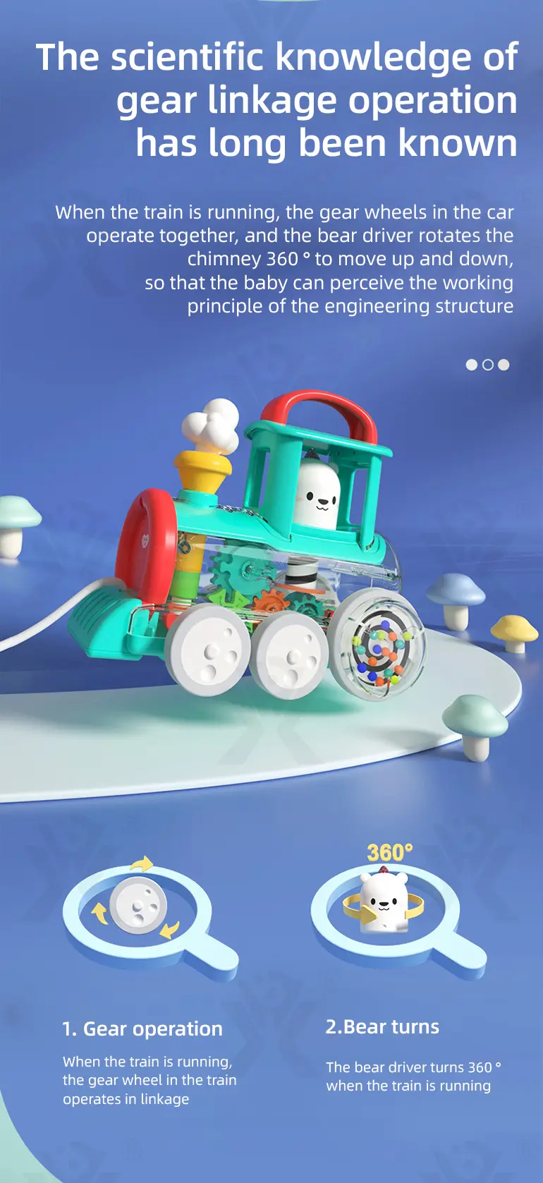 Push-Pull Small Train Toy With Smoke, Gears & Rotating Bead (TG4002047) — product detail panel 2