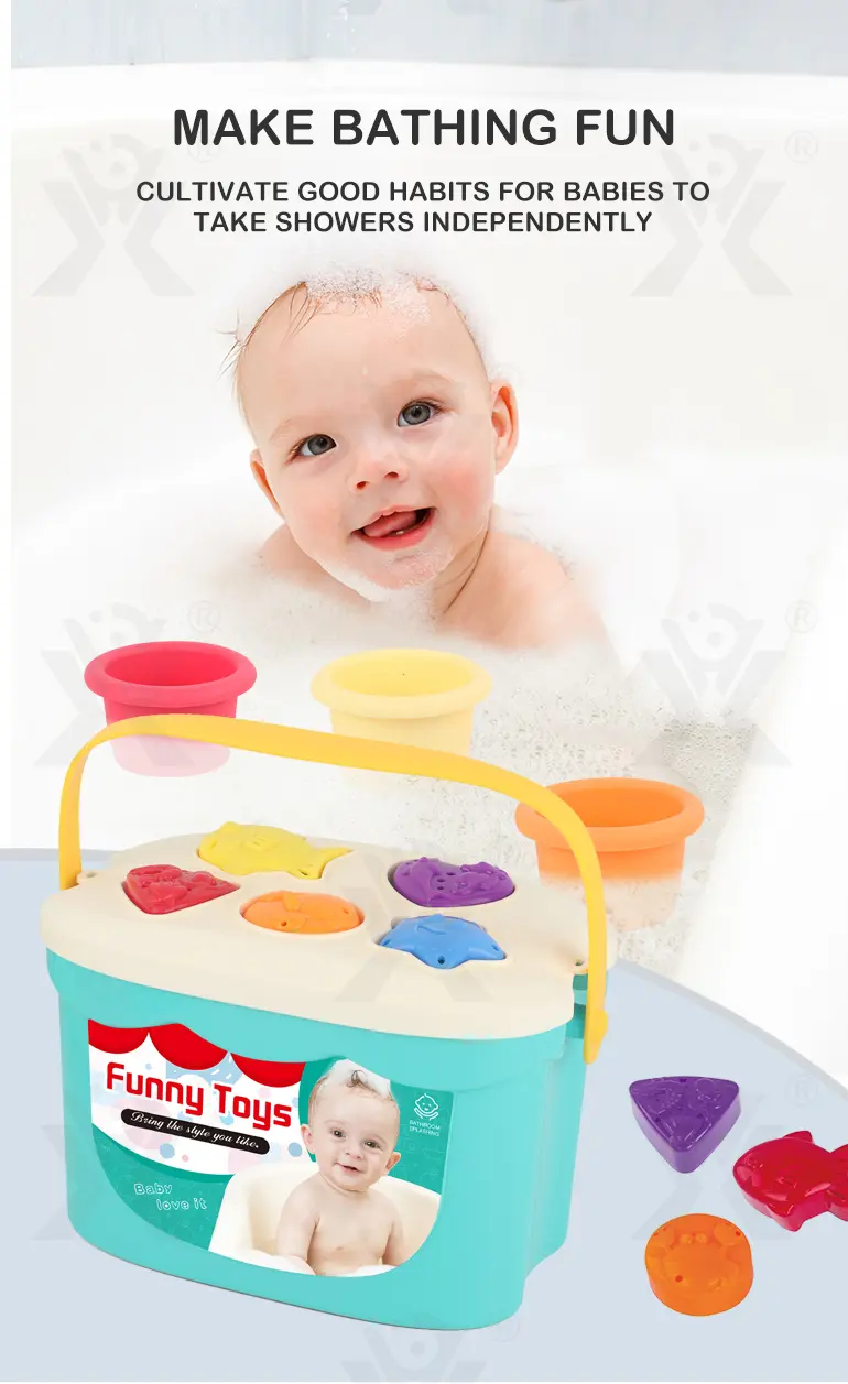 Baby Bath Toy Silicone Stackable with Storage & Shape Pairing Play (TG4321187) — product detail panel 2