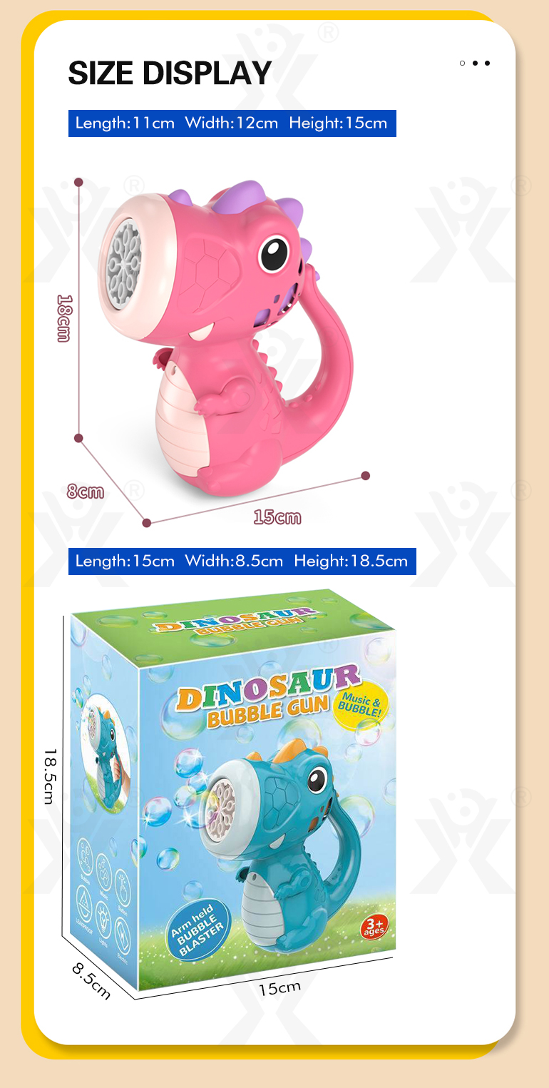 Cute Dinosaur Bubble Machine with Lights & Music (TG4330915) — product detail panel 10