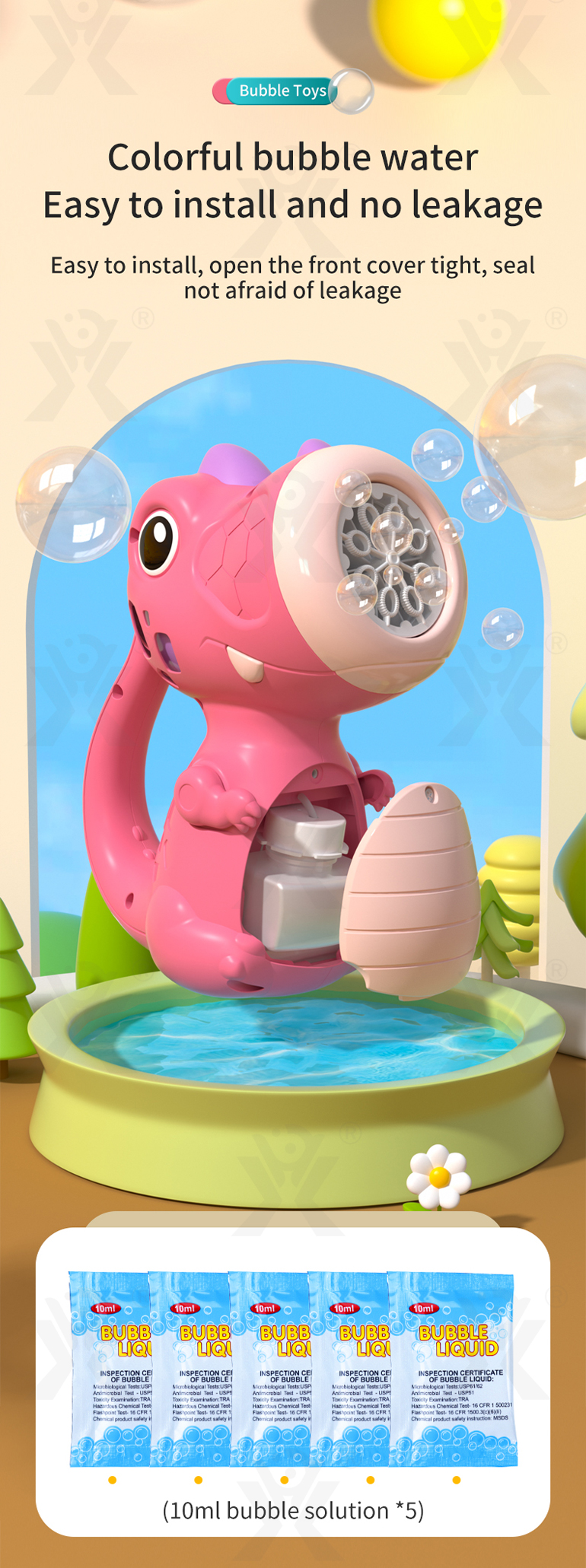 Cute Dinosaur Bubble Machine with Lights & Music (TG4330915) — product detail panel 6