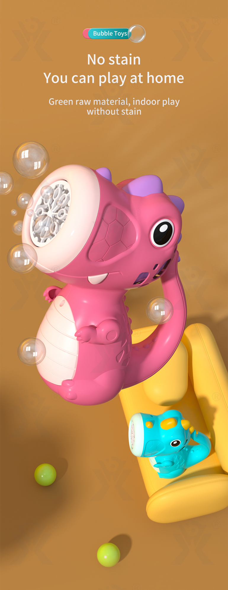 Cute Dinosaur Bubble Machine with Lights & Music (TG4330915) — product detail panel 7