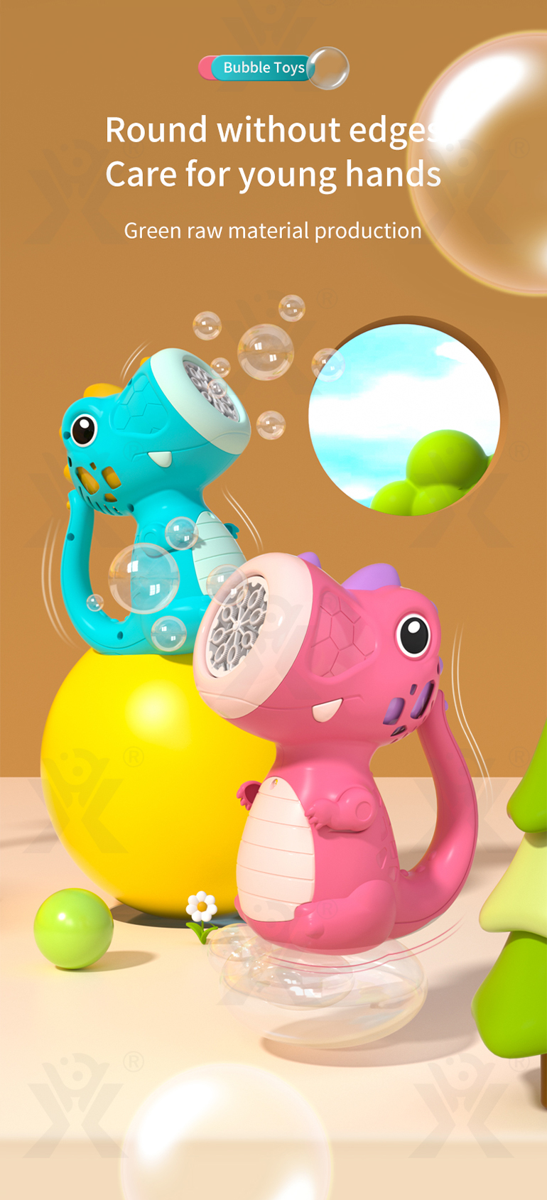 Cute Dinosaur Bubble Machine with Lights & Music (TG4330915) — product detail panel 8