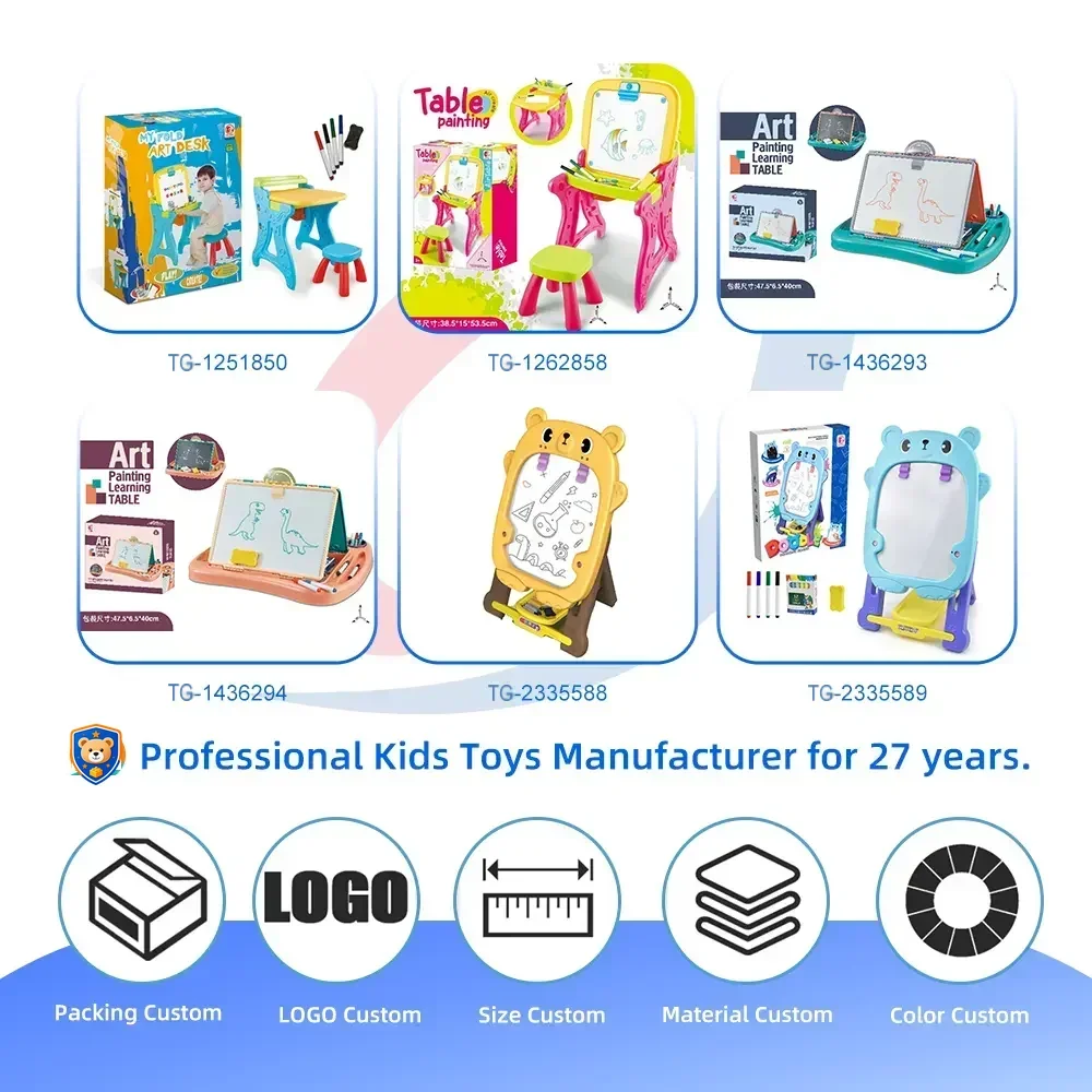 Double-Sided Kids Drawing Board with Adjustable Easel & Storage Tray — product view 4