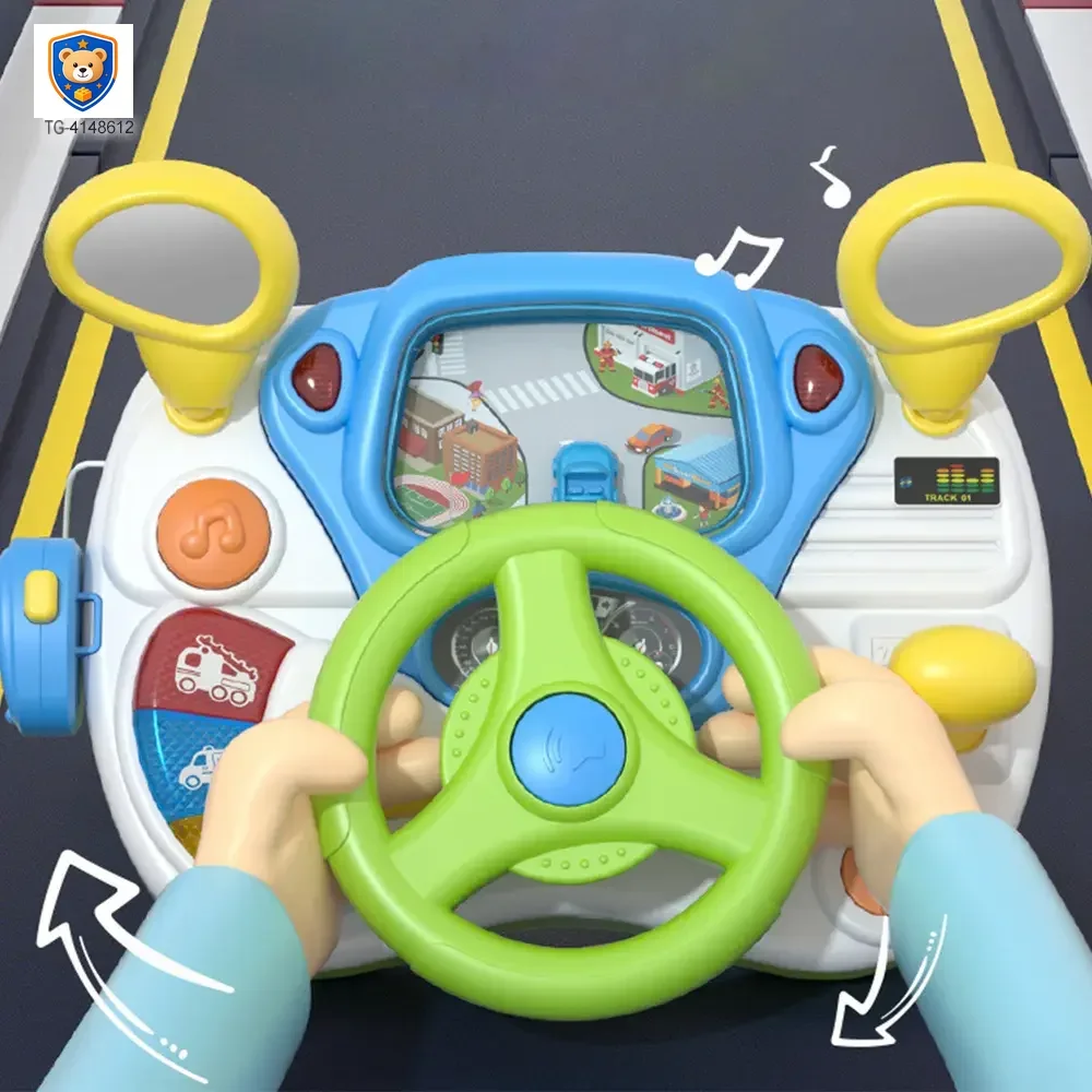 Kids Driving Simulator Toy with Steering Wheel, Gear Shift & Realistic Road Scene — product view 3