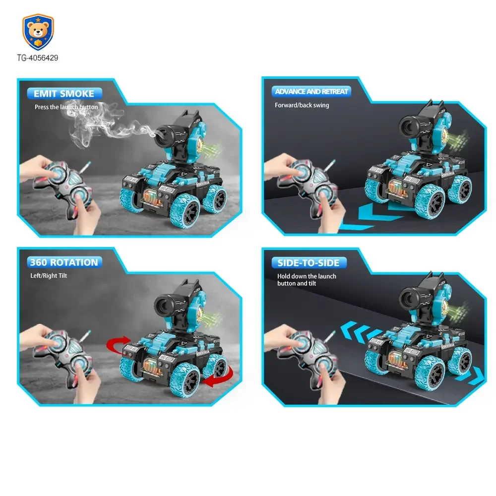 Remote Control Spray Tank Toy with 360° Turret, Mist Effect, and Battle Mode — product view 2