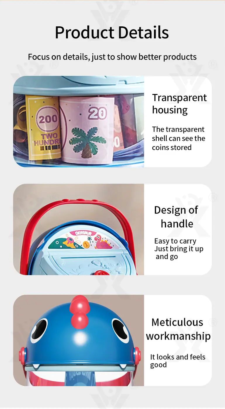 Dinosaur Piggy Bank, Transparent Deposit Box With a Wish Book, ABS Material (TG3977830) — product detail panel 6