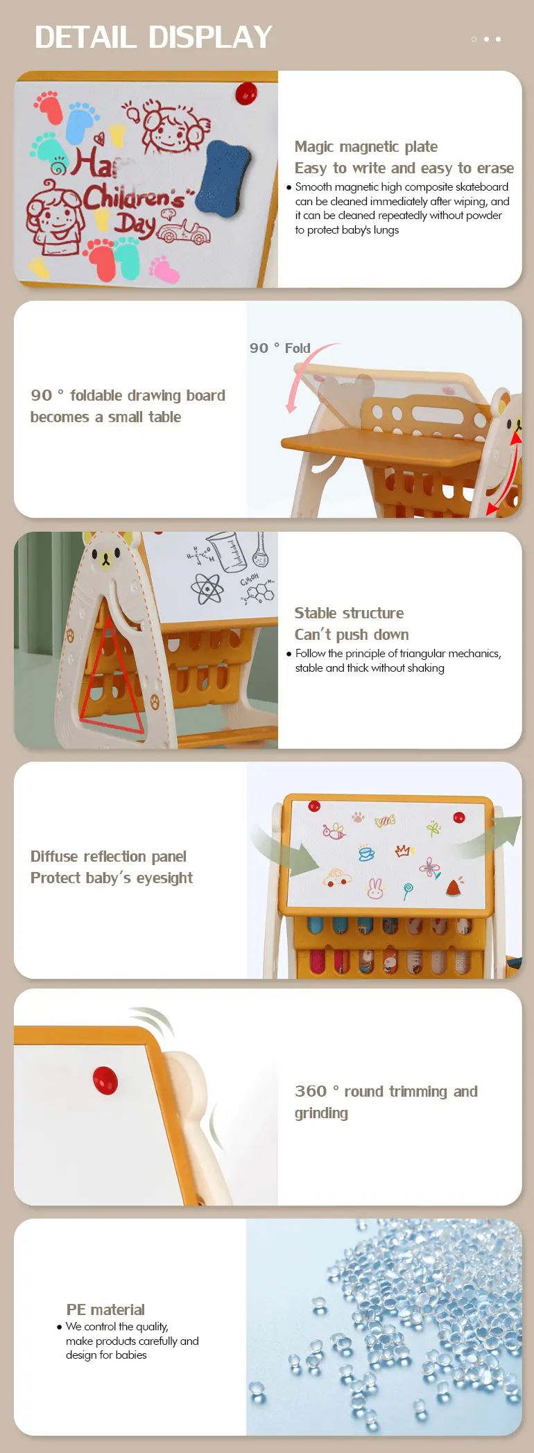 3-in-1 Study Table for Kids, Desk, Drawing Board & Bookshelf (TG2320339) — product detail panel 3