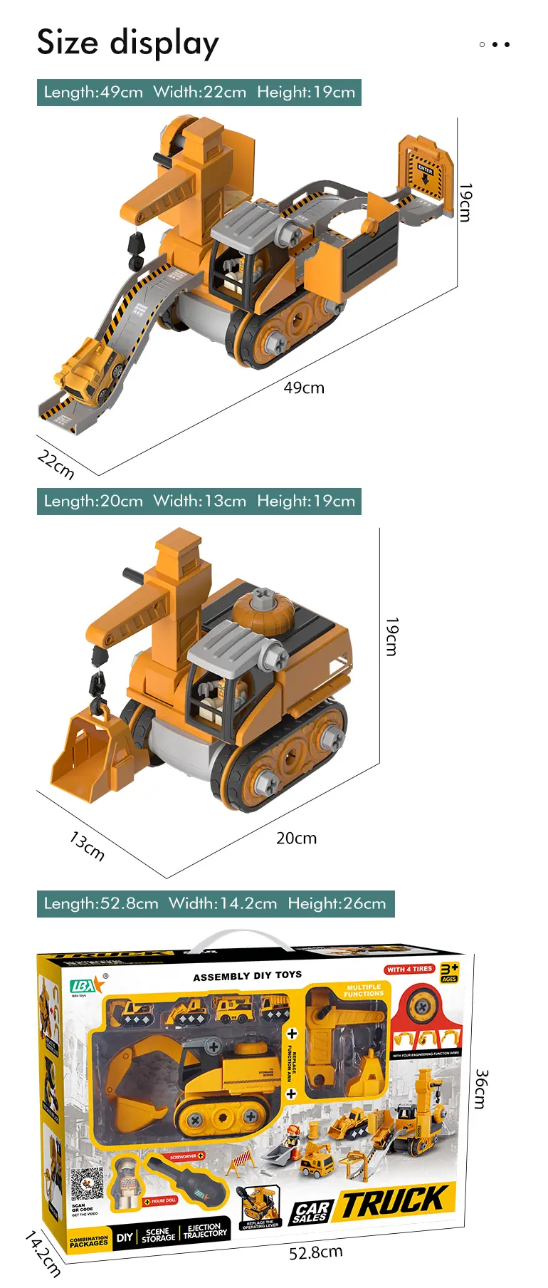 3-in-1 Track Excavator Toy, Engineering Vehicle (TG2269465) — product detail panel 7