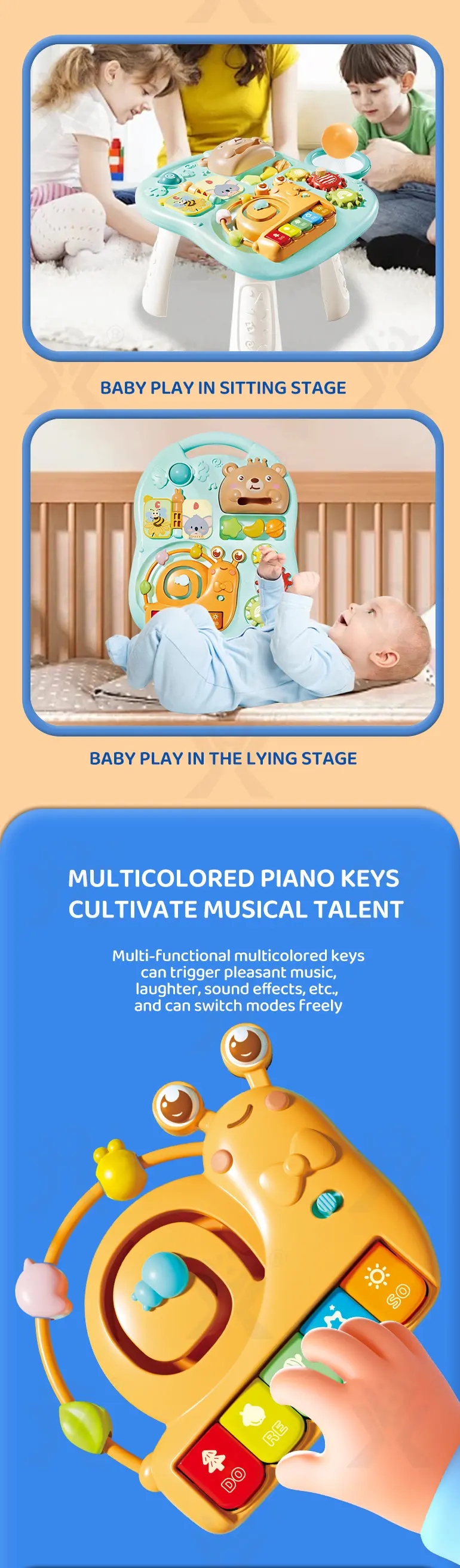 2-in-1 Baby Gaming Table Toy, 8 Activities, Sounds and Lights (TG4985021) — product detail panel 5
