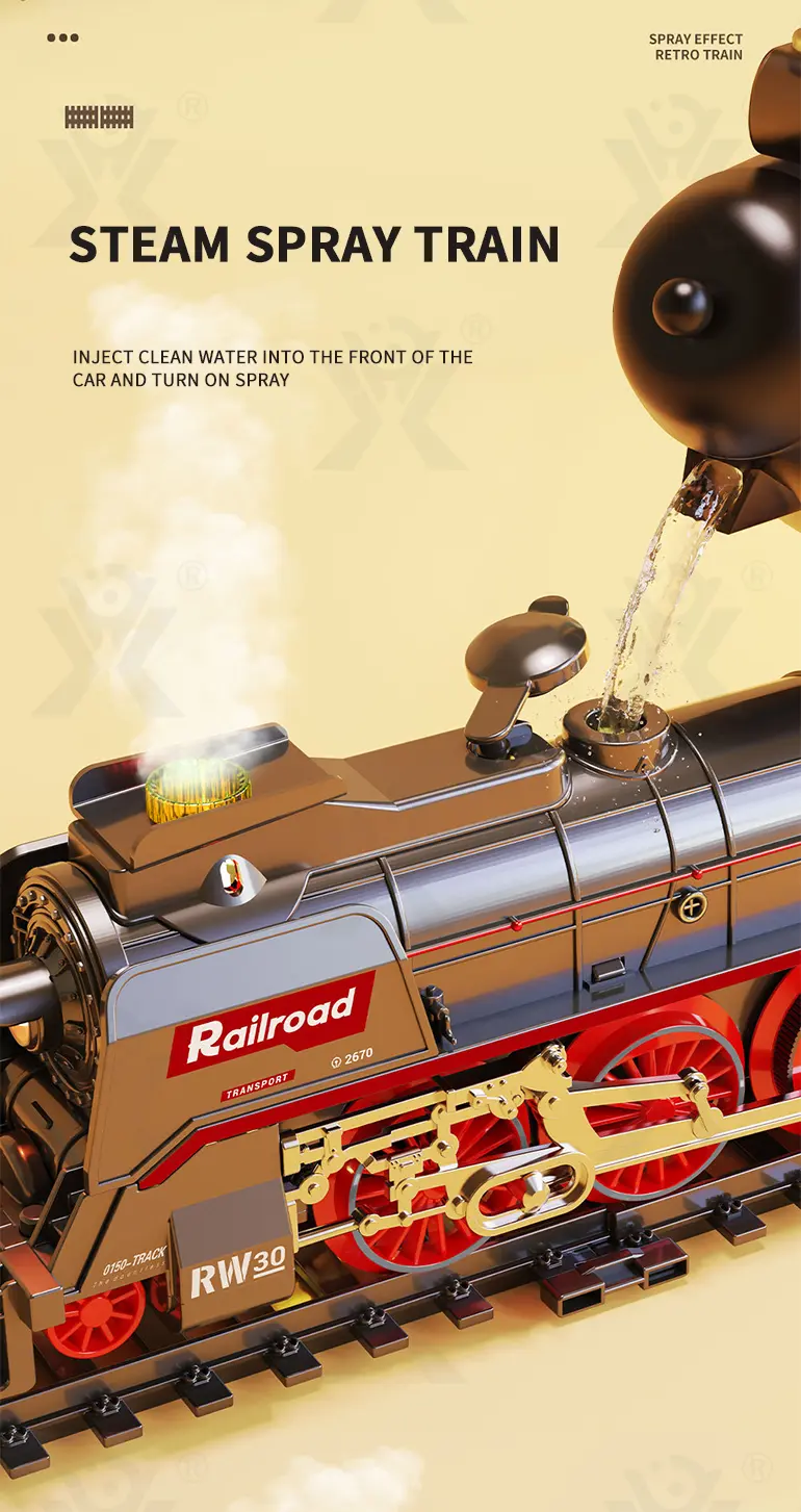 Retro Electric Train Toy, Steam Spray Effect (TG4113827) — product detail panel 6