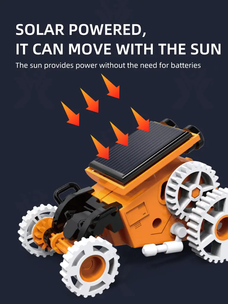 7-in-1 Solar Robot Toy, Solar Powered, Transform to Different Shapes, DIY Funs (TG3969410) — product detail panel 3