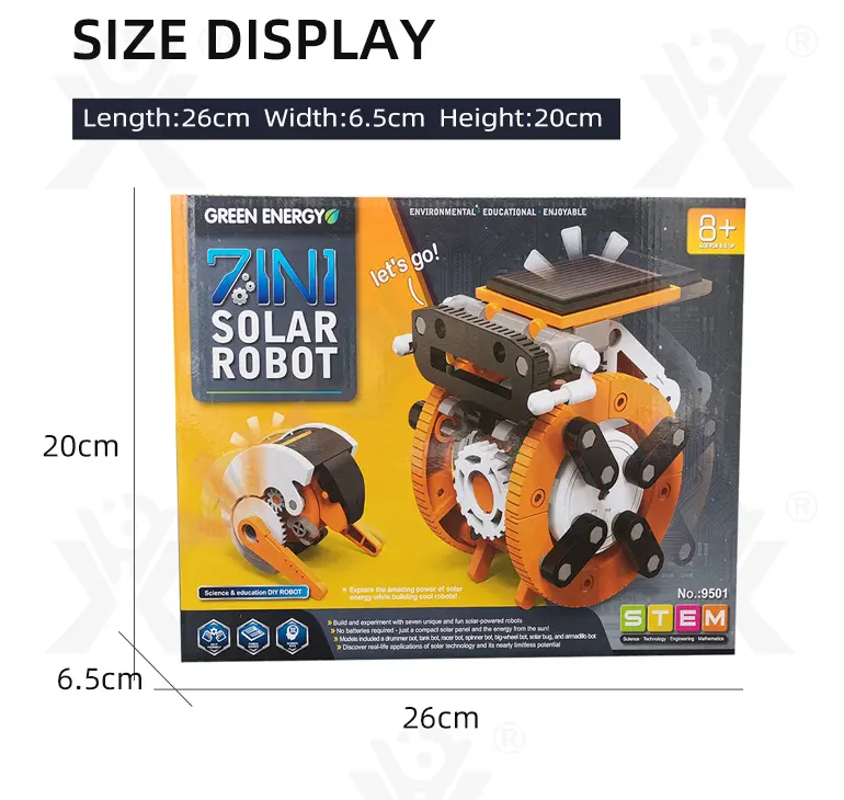 7-in-1 Solar Robot Toy, Solar Powered, Transform to Different Shapes, DIY Funs (TG3969410) — product detail panel 6