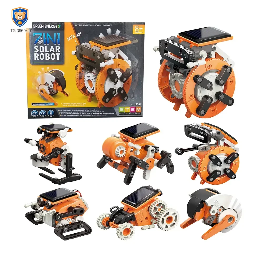 7-in-1 Solar Robot Toy, Solar Powered, Transform to Different Shapes, DIY Funs — product view 7