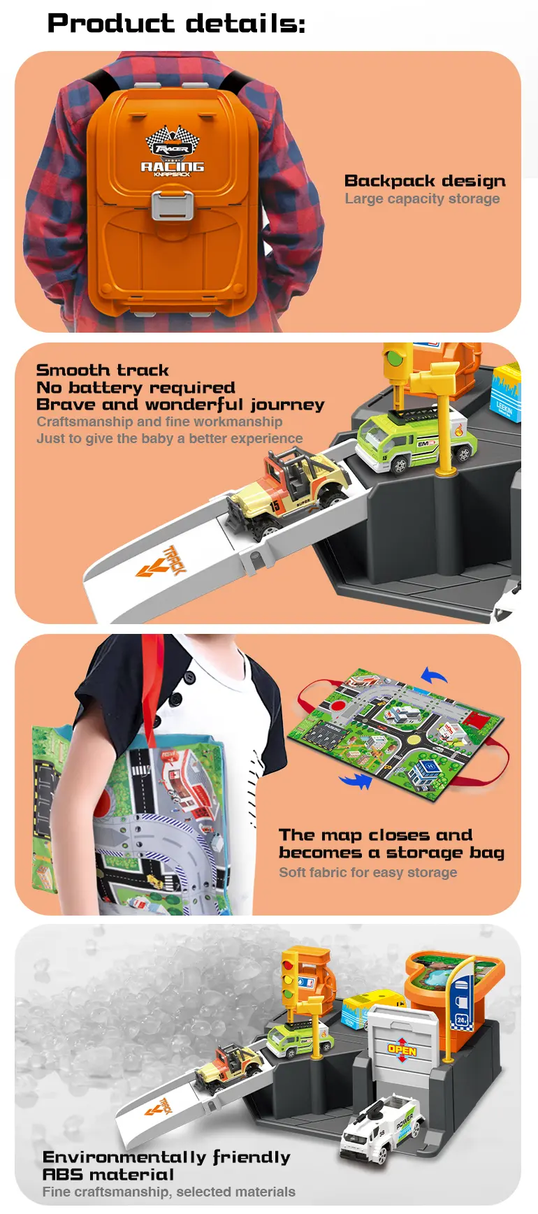 Parking Lot Backpack Toy Set, Diecast Racing (TG2294523) — product detail panel 3