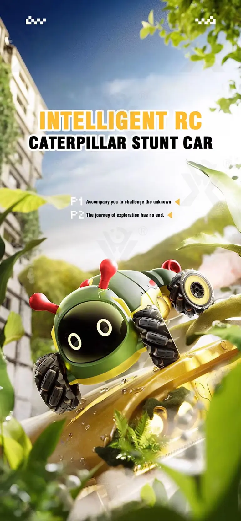 Bionic RC Caterpillar Stunt Cars Simulate the Movement of a Real Caterpillar (TG4871180) — product detail panel 1