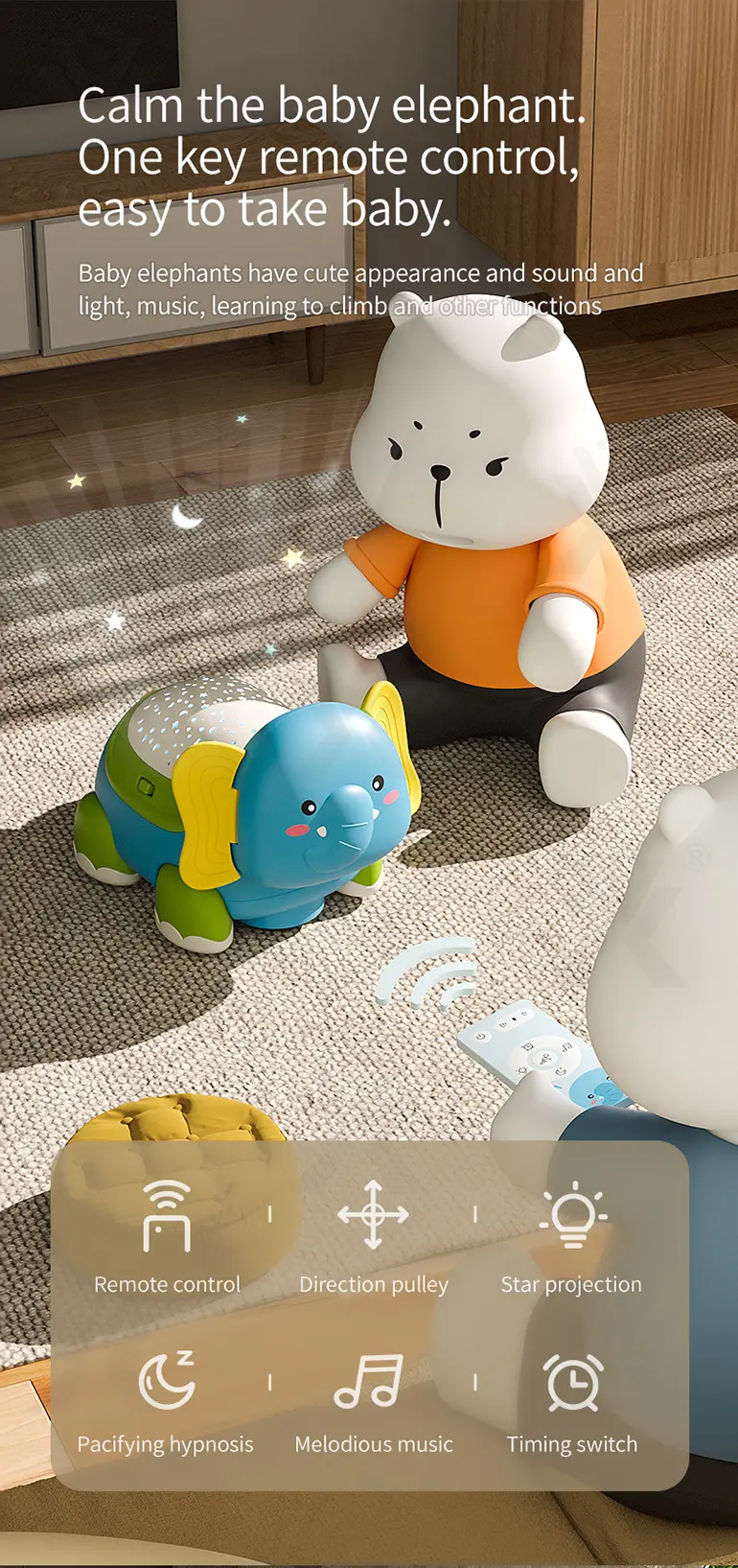 Smart RC Crawling Elephant for Guiding Your Baby to Crawl (TG4166163) — product detail panel 1