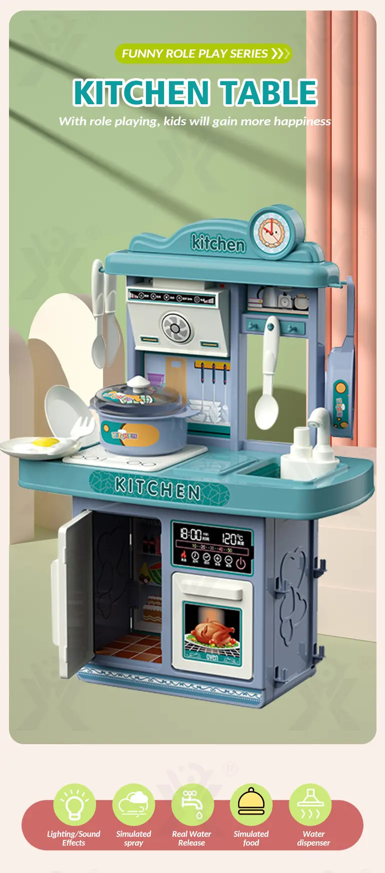 Wholeale Pretend Play Kitchen Toy Kit With Light & Music (TG2176435) — product detail panel 1