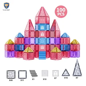 Pink Magnetic Tiles Set 3D Blocks-diy building blocks
