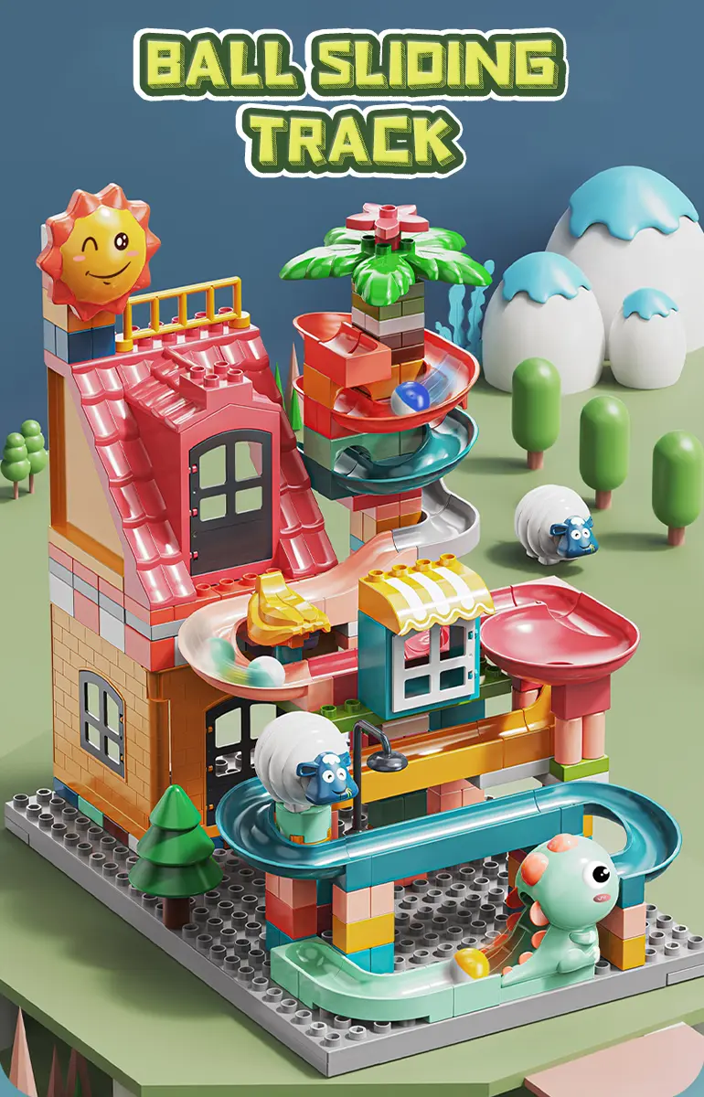 Cottag Track Toy, 230PCS, Dinosaur Farm Theme, DIY Assembly Toy (TG2228314) — product detail panel 1