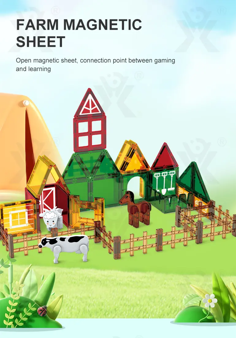 Farm-Themed Magnetic Tiles Toy, Animals-diy Building Blocks (TG4306635) — product detail panel 1