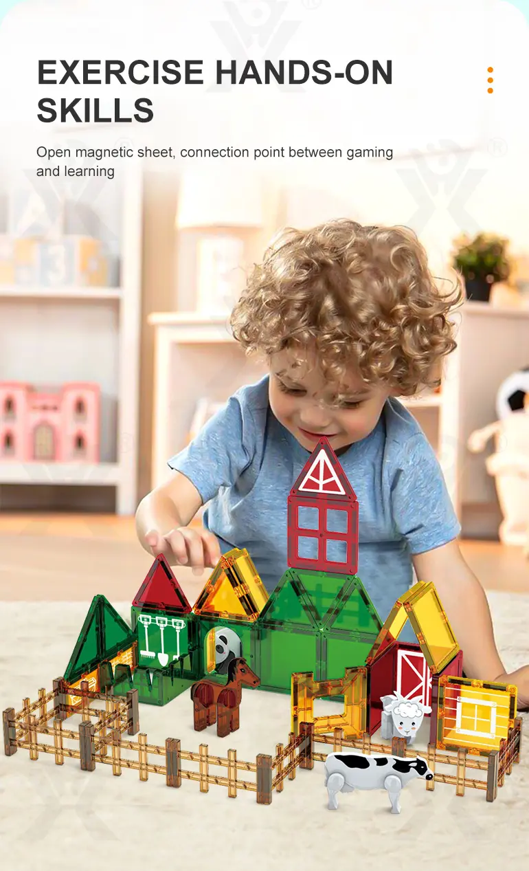 Farm-Themed Magnetic Tiles Toy, Animals-diy Building Blocks (TG4306635) — product detail panel 3