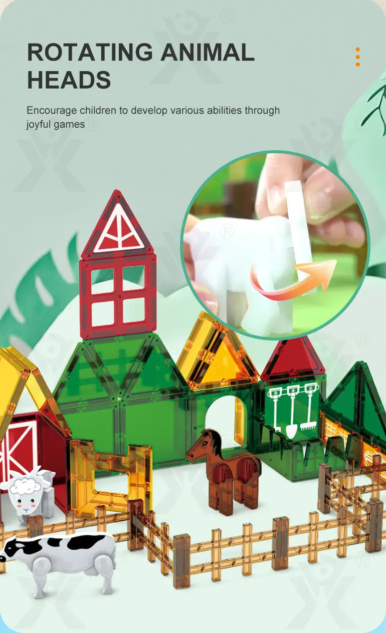 Farm-Themed Magnetic Tiles Toy, Animals-diy Building Blocks (TG4306635) — product detail panel 4