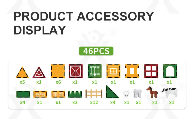 Farm-Themed Magnetic Tiles Toy, Animals-diy Building Blocks (TG4306635) — product detail panel 7