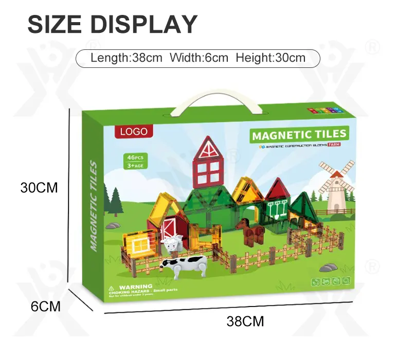 Farm-Themed Magnetic Tiles Toy, Animals-diy Building Blocks (TG4306635) — product detail panel 9