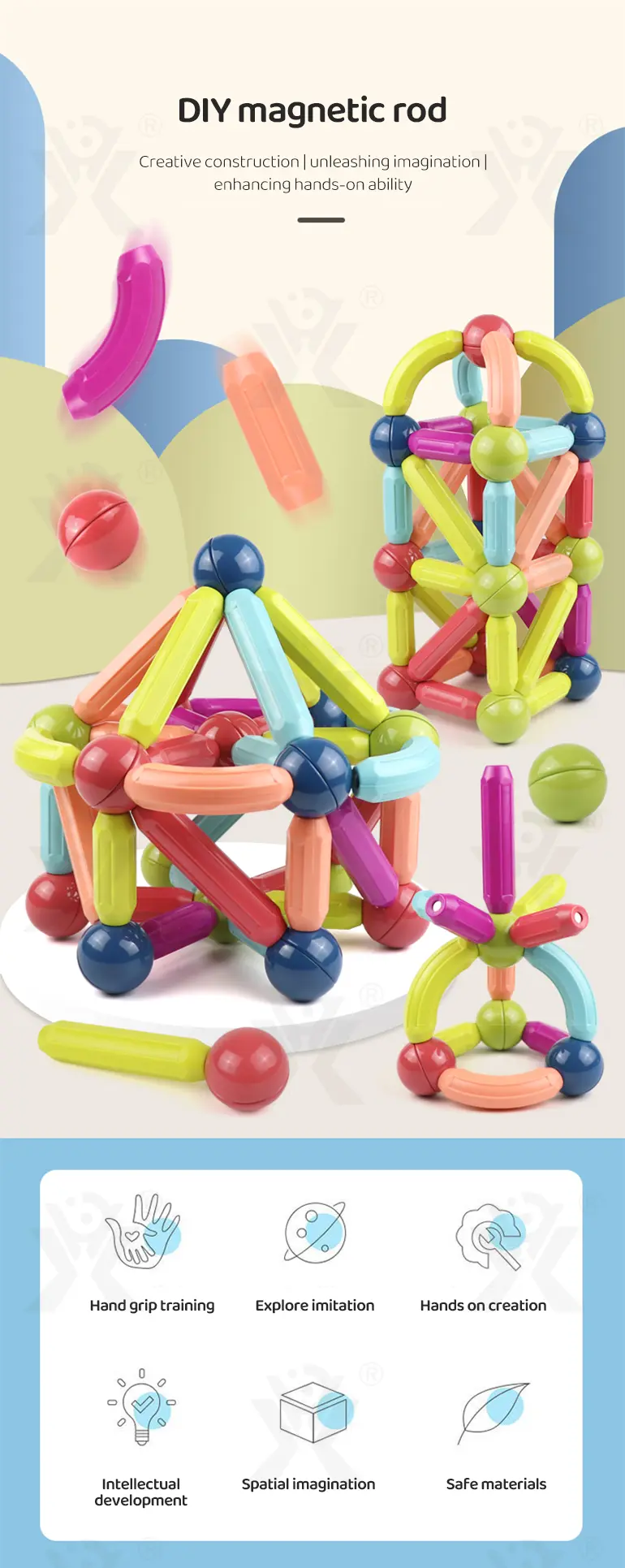 Magnetic Bar Toy with Balls (TG4136886) — product detail panel 1