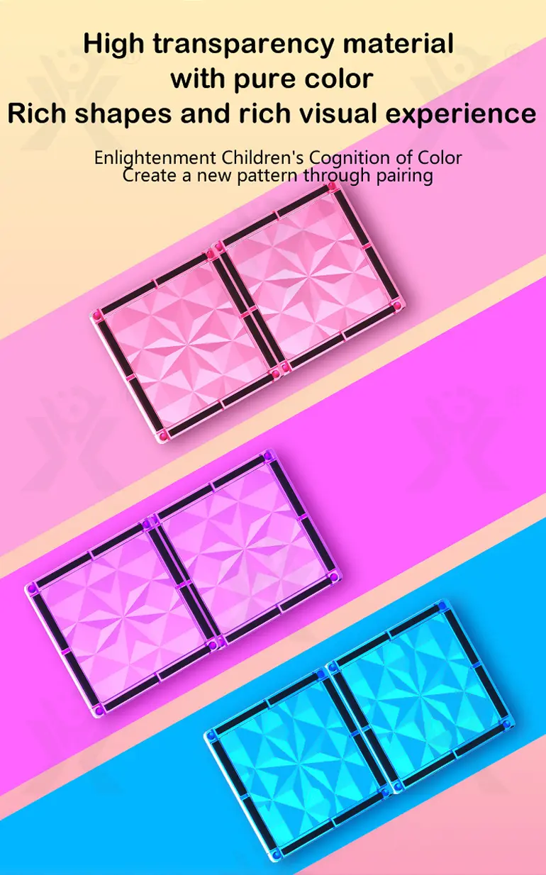 Pink Magnetic Tiles Set 3D Blocks-diy building blocks (TG4412687) — product detail panel 5