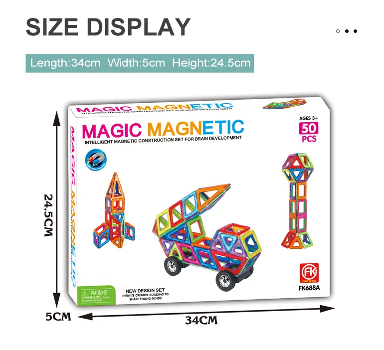 Magnetic Tile Building Blocks, 50 Pcs (TG2242364) — product detail panel 6