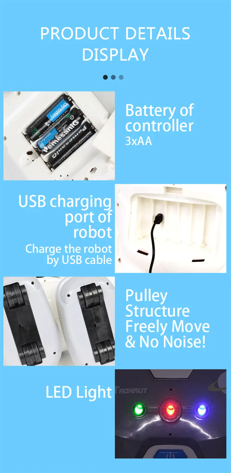 Astronaut RC Robot Toy with LED Lights & Dance (TG2249644) — product detail panel 11