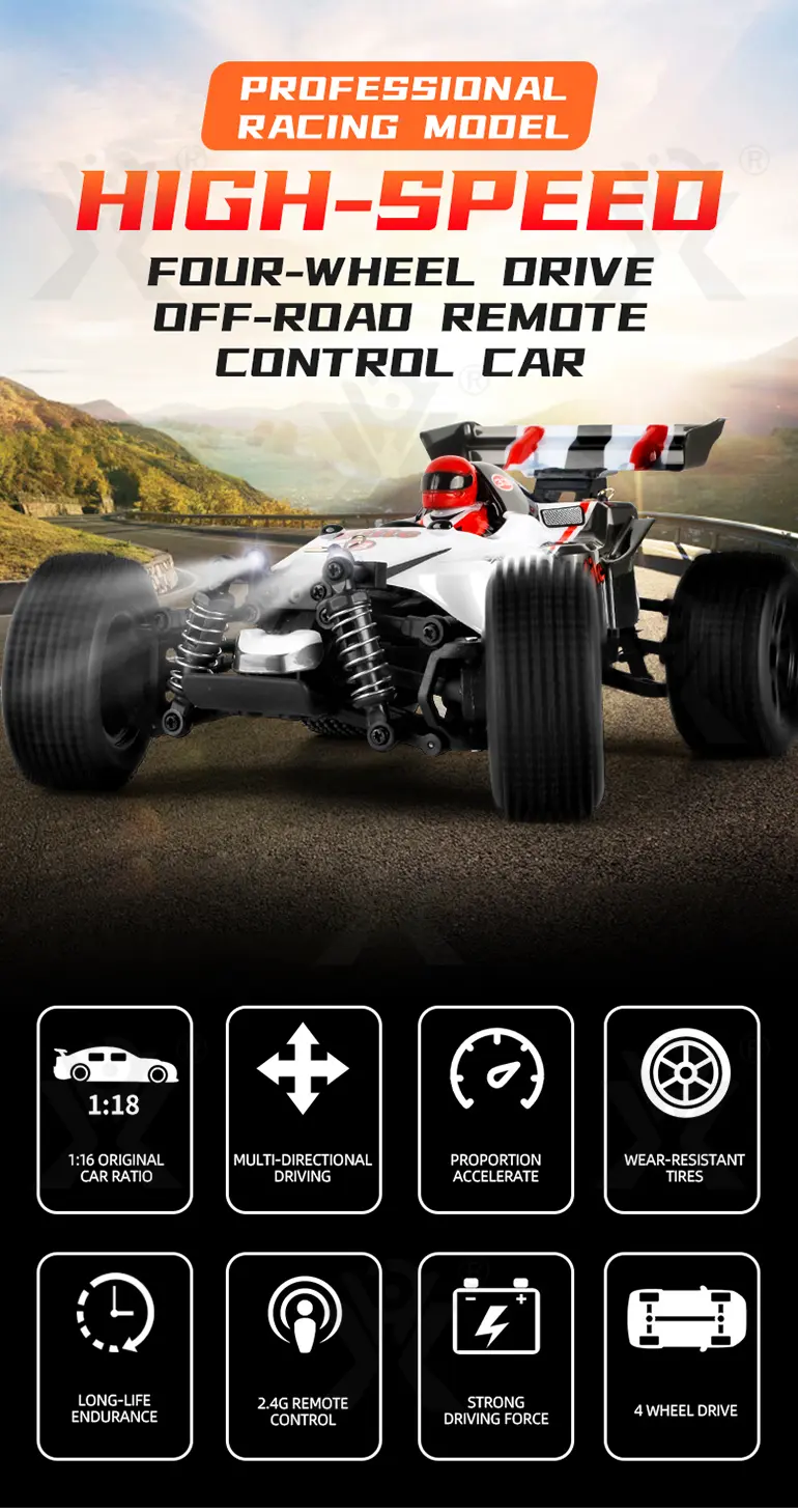 Off-Road Racing Car Toy With Servo Steering, 1:18 Scale, 4WD (TG2211830) — product detail panel 1