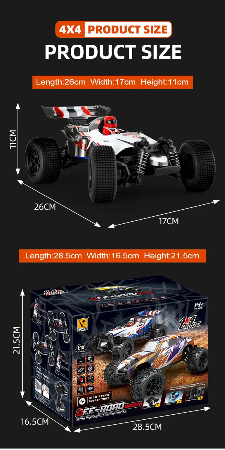 Off-Road Racing Car Toy With Servo Steering, 1:18 Scale, 4WD (TG2211830) — product detail panel 15