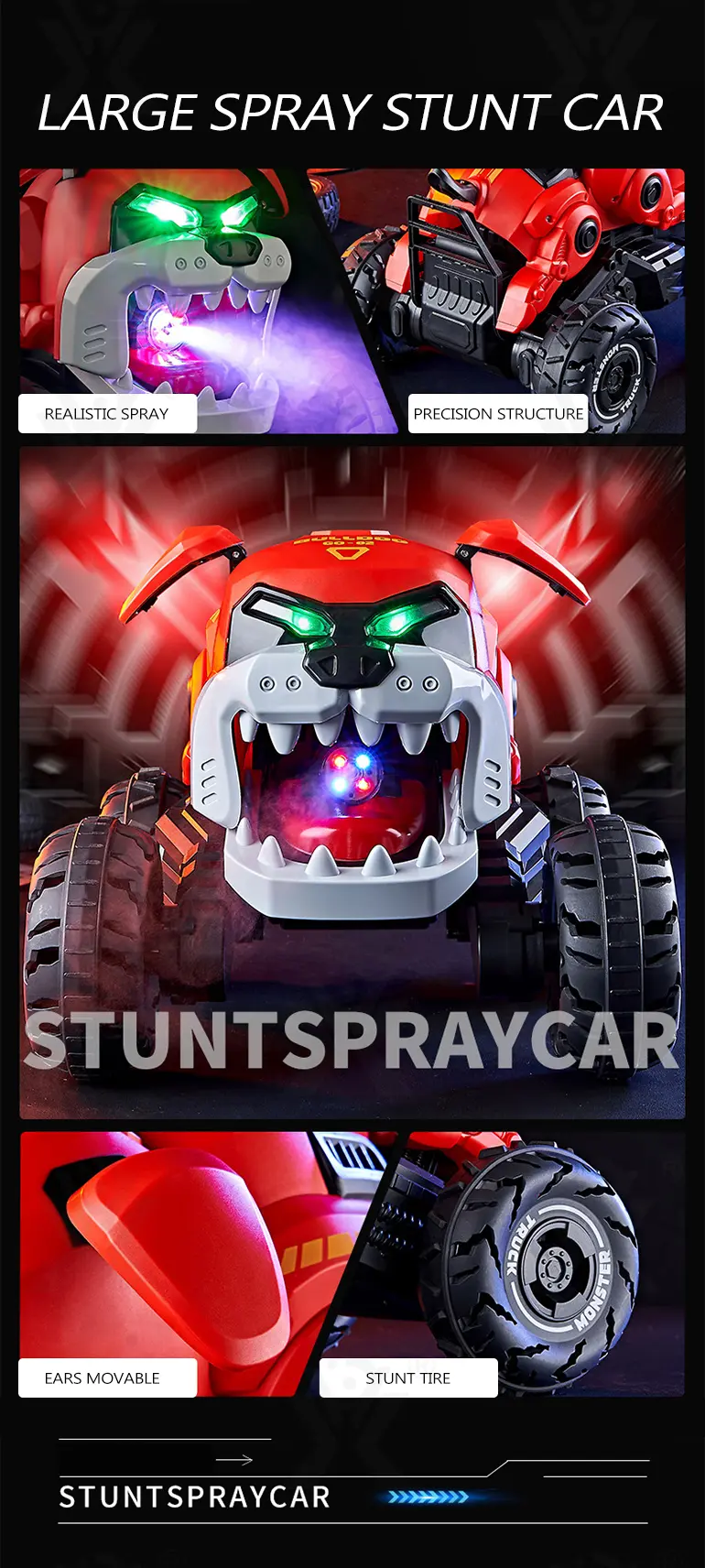 RC Stunt Car Toy With Fierce Dog Shape (TG4215624) — product detail panel 2