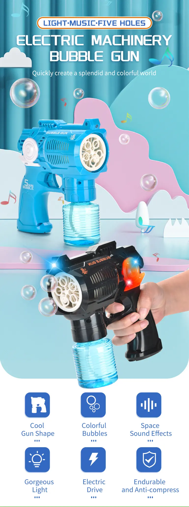 Electric Bubble Gun Toy with Fan (TG2136126) — product detail panel 1