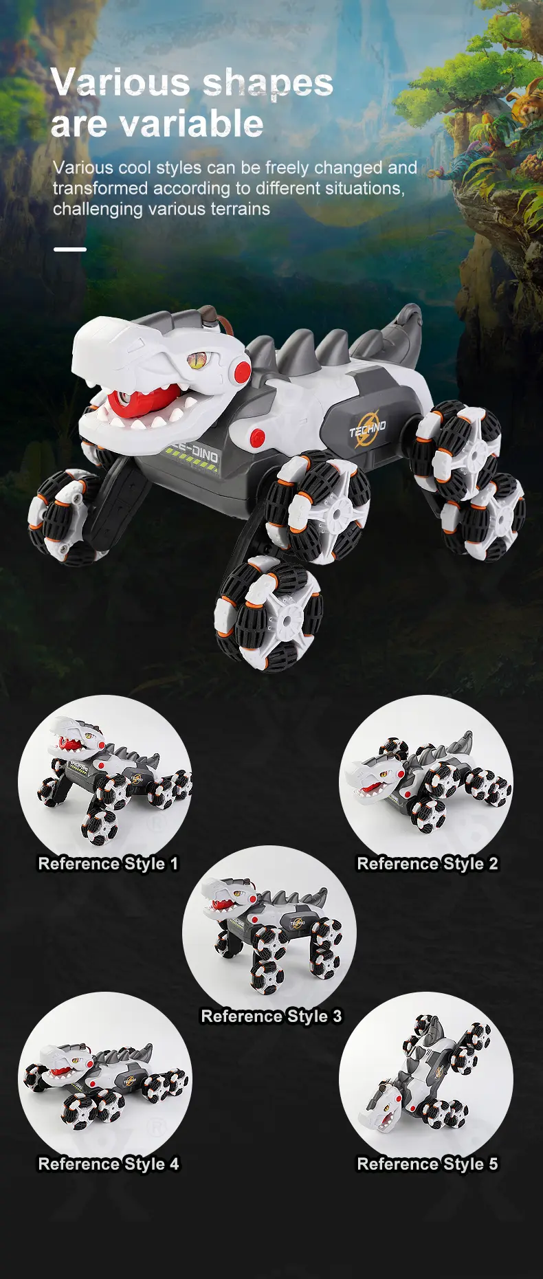 Stunt Dinosaur Car, Transformable Dinosaur Car (TG4427608) — product detail panel 4