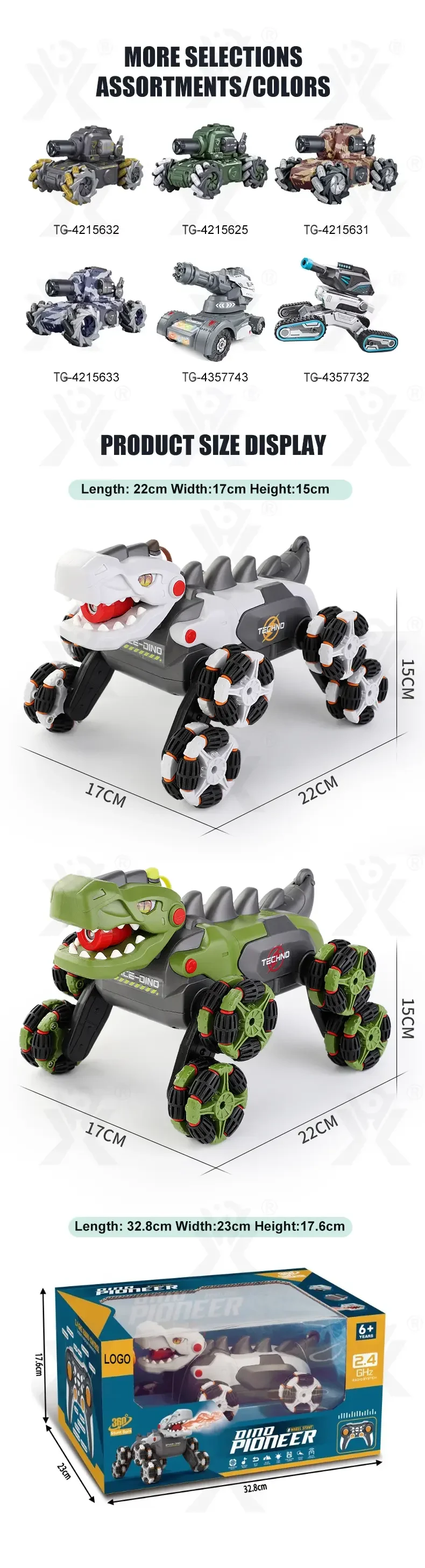 Stunt Dinosaur Car, Transformable Dinosaur Car (TG4427608) — product detail panel 9