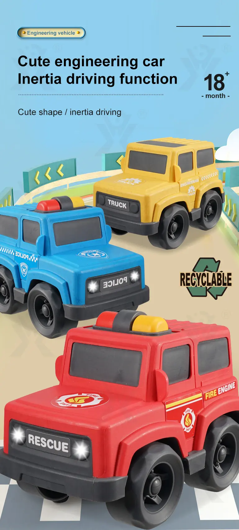 Adorable Fire Trucks Toy For Toddlers (TG4880800) — product detail panel 1
