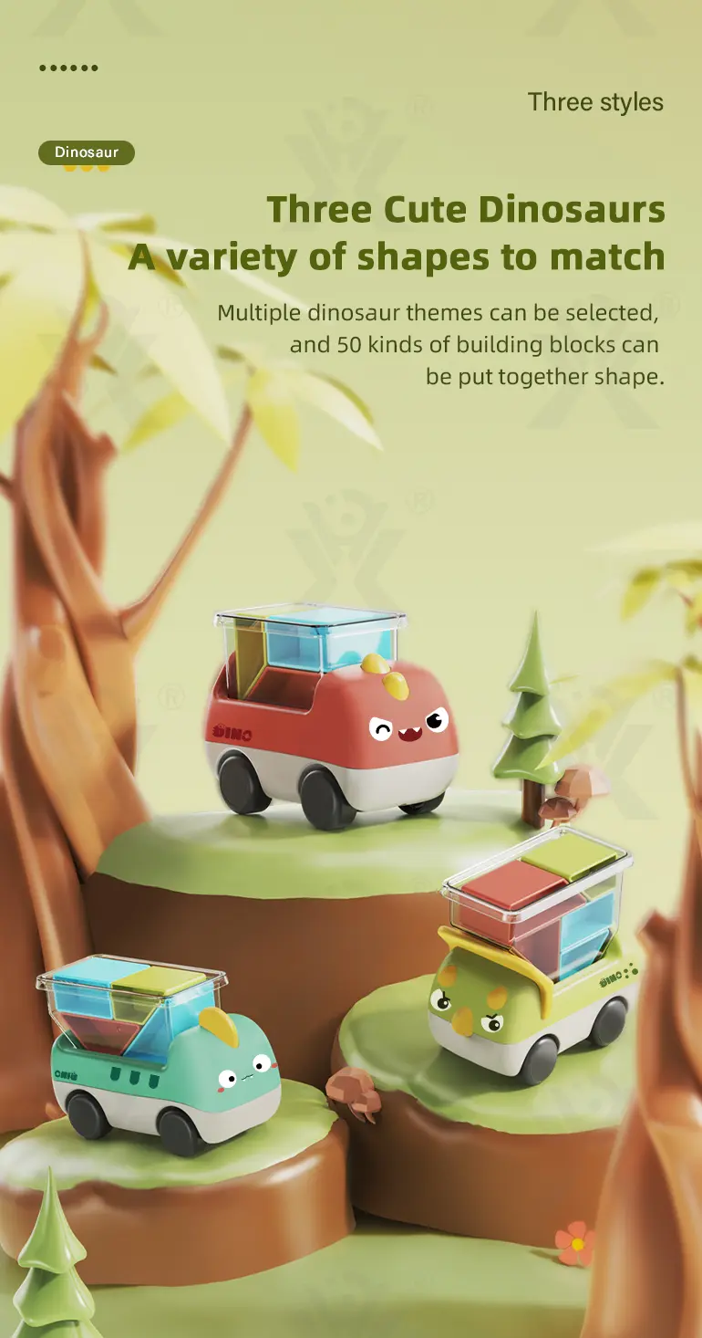 Trucky 3 Puzzle Game Set, Dinosaur Truck Toy Building Block (TG3983388) — product detail panel 3