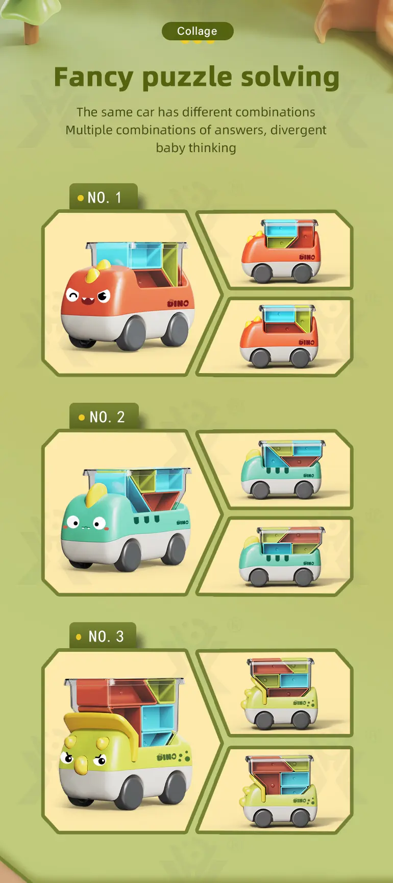 Trucky 3 Puzzle Game Set, Dinosaur Truck Toy Building Block (TG3983388) — product detail panel 4