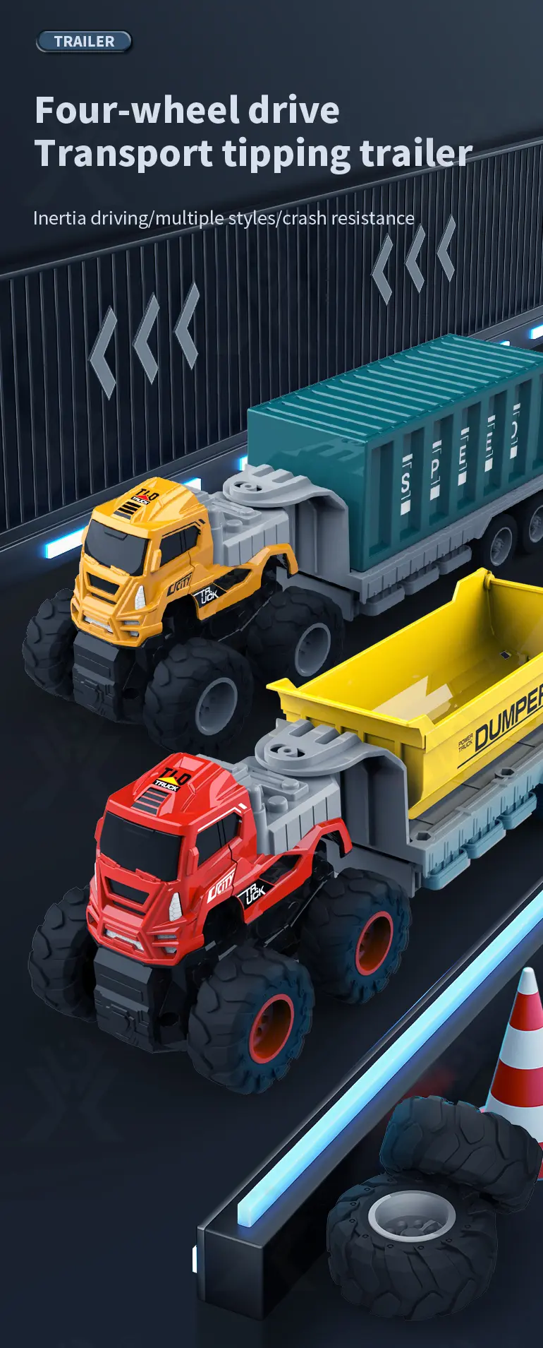 Engineering Truck Toy, Push-and-Go -Educational Children’s Toys Supply (TG4112574) — product detail panel 1