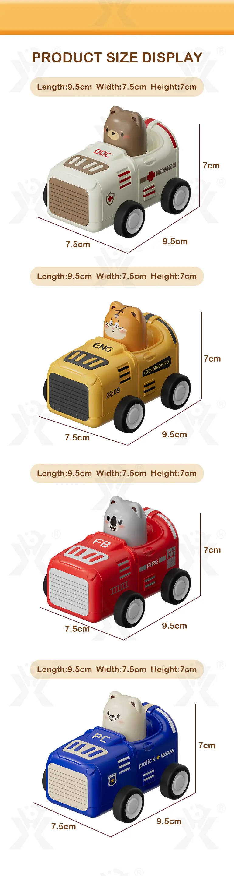 Animal Inertia Car, Toddler Car Toys Supply (TG4388896) — product detail panel 10