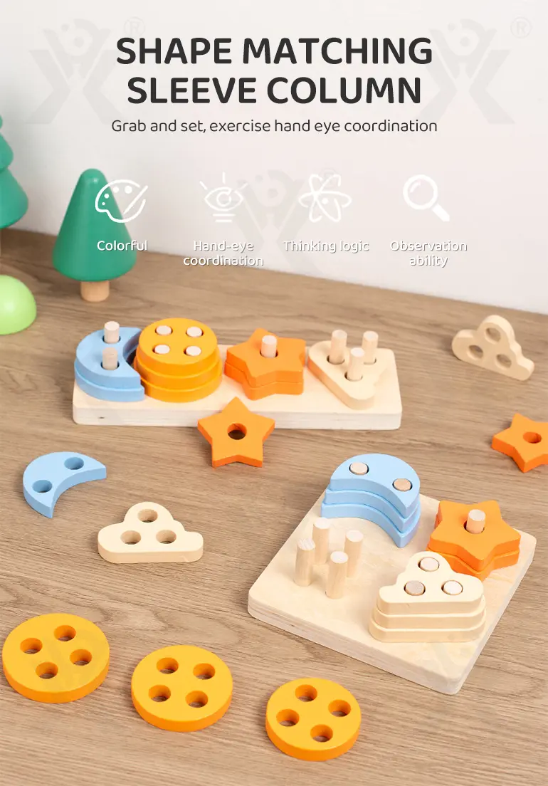 Wooden Montessori Sorting Toy, Shape Matching Puzzle (TG4147292) — product detail panel 1