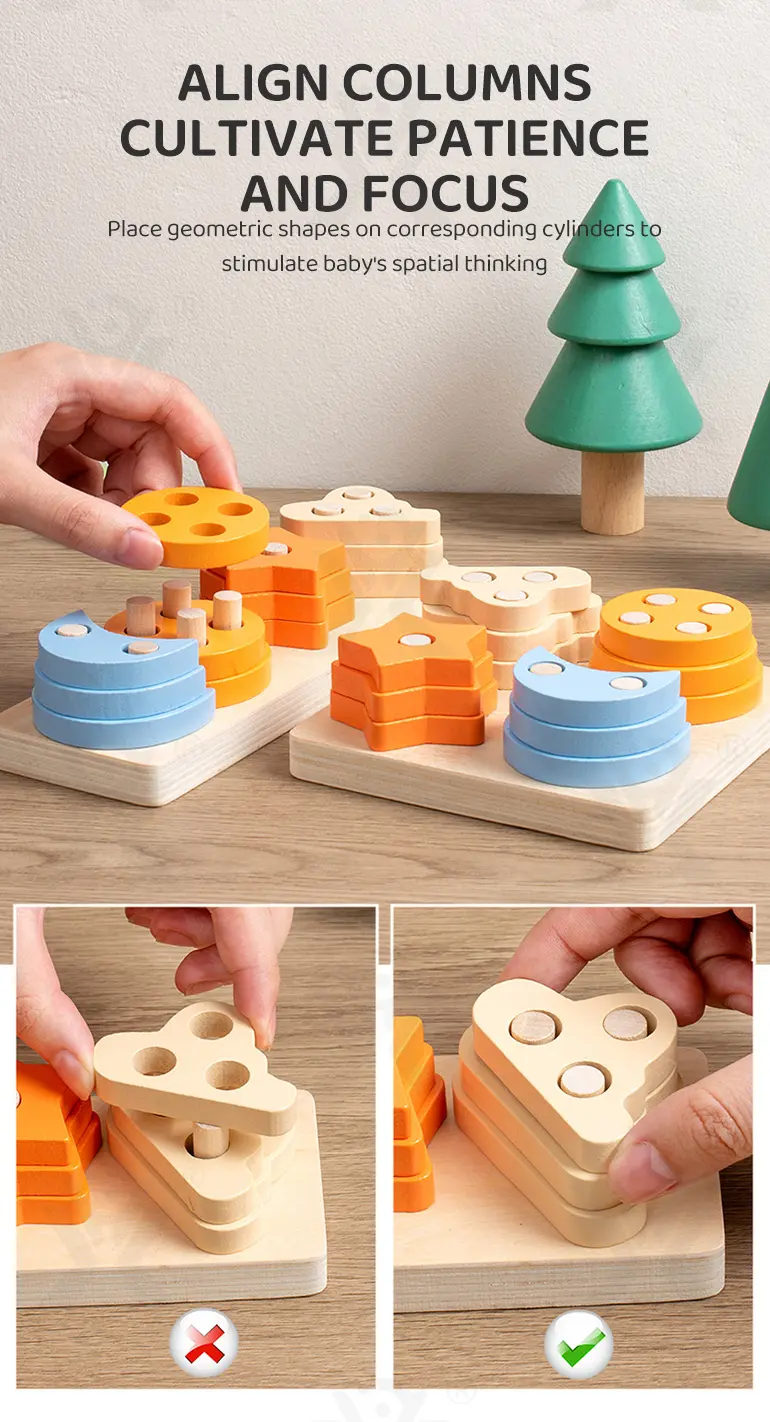 Wooden Montessori Sorting Toy, Shape Matching Puzzle (TG4147292) — product detail panel 4