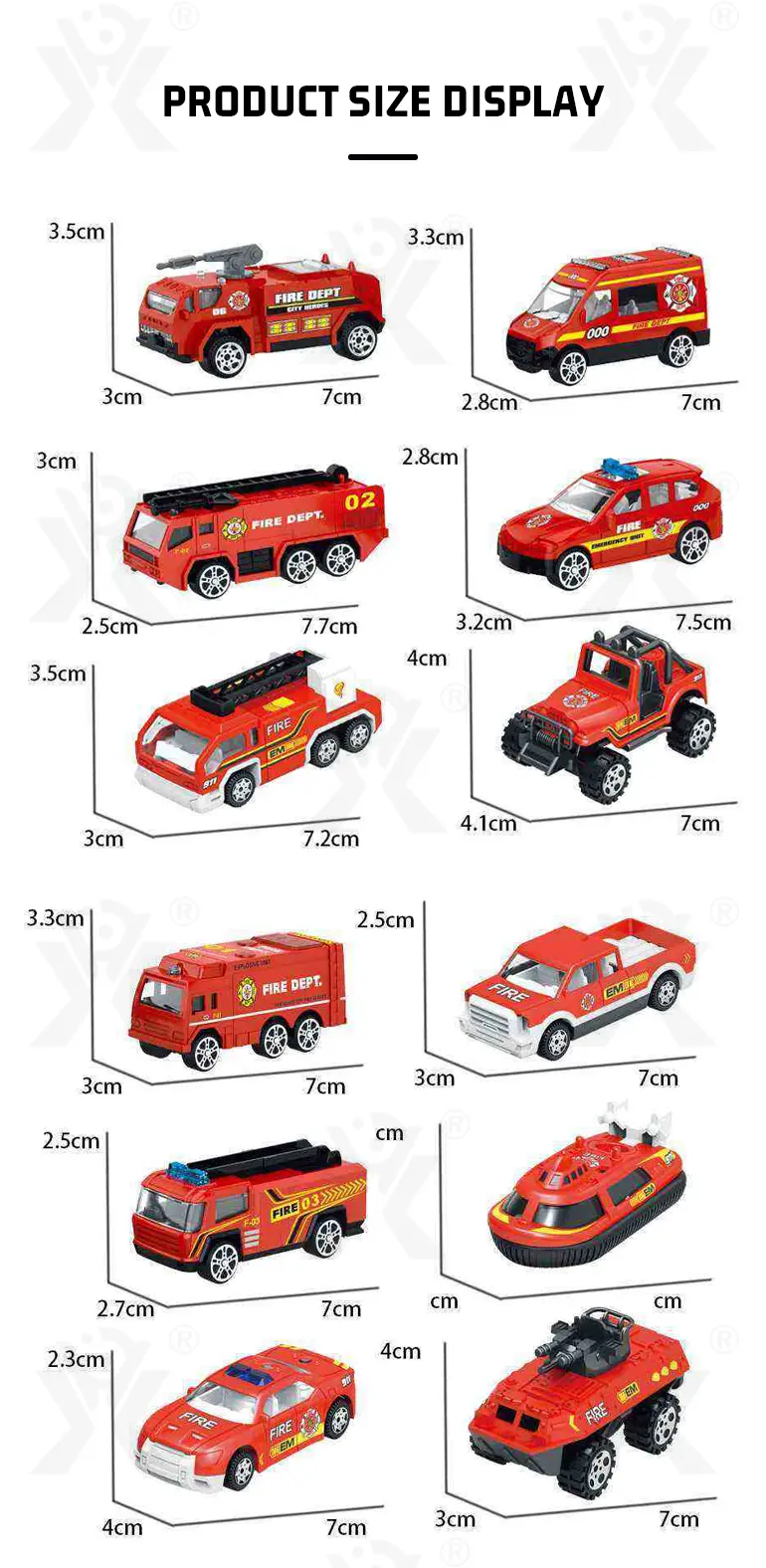 Diecast Fire Truck, Twist-Egg Style, 12 Collectable Style (TG1500229) — product detail panel 9