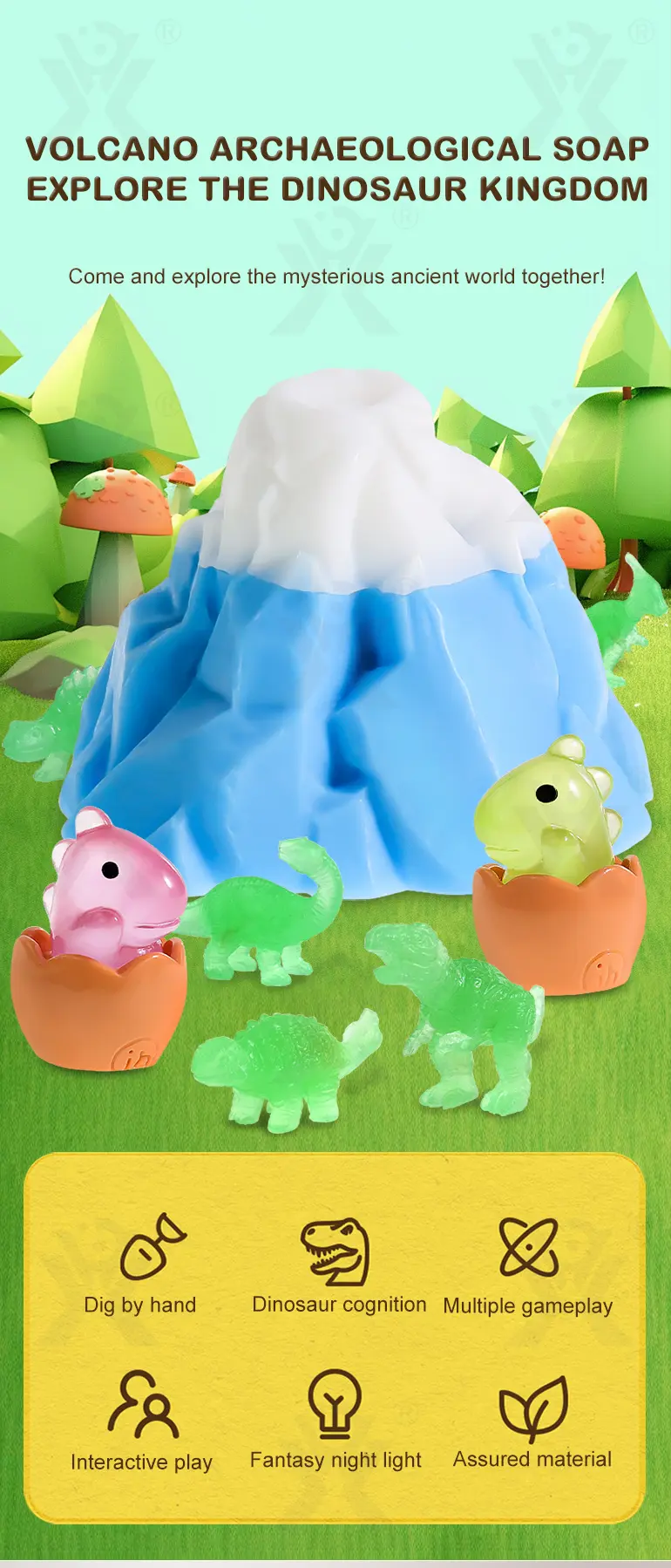Dinosaur Soap, Vocalno Shape For Digging Play, Glow-in-the-Dark (TG4399724) — product detail panel 1